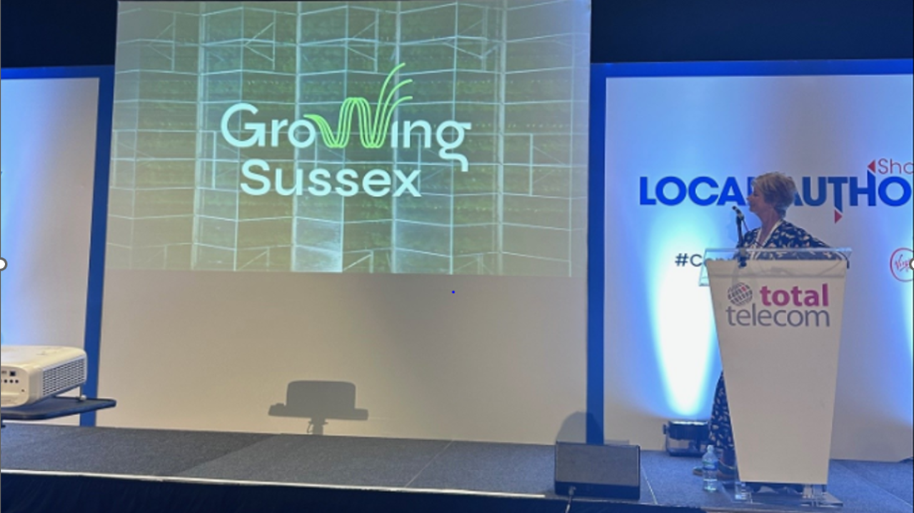 Jo Furber, Growing Sussex Communications Manager presenting at Connected Britain